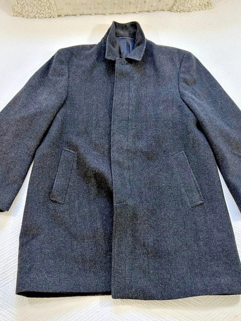 Chaps Men's Wool Blend Car Coat Pea Coat Gray 44L